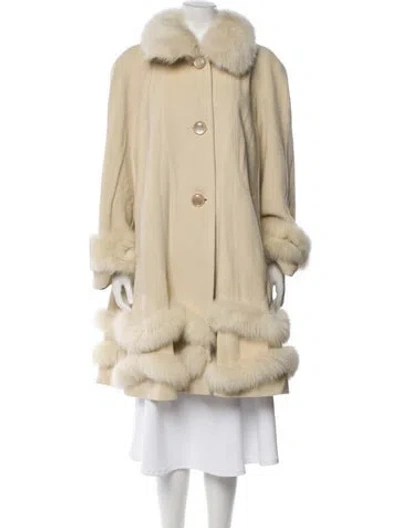 Pre-owned Belle Fare Angora Faux Fur Coat In Neutral