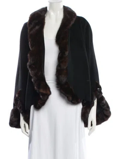 Pre-owned Belle Fare Angora Faux Fur Jacket In Black