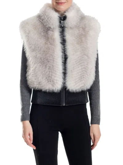 Belle Fare By Ming Yang Women's Cropped Two-tone Faux Fur Vest In Gray
