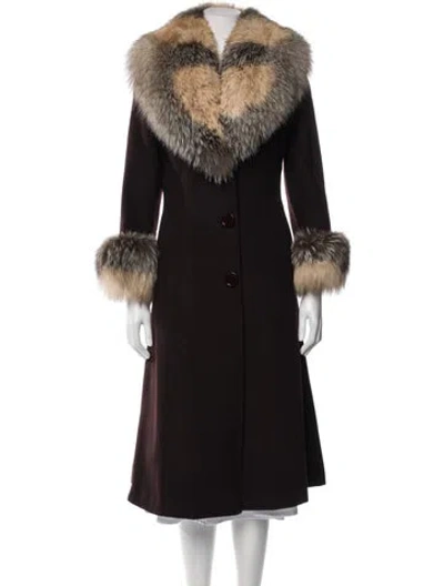 Pre-owned Belle Fare Cashmere Faux Fur Coat In Black