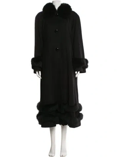 Pre-owned Belle Fare Cashmere Faux Fur Coat In Black