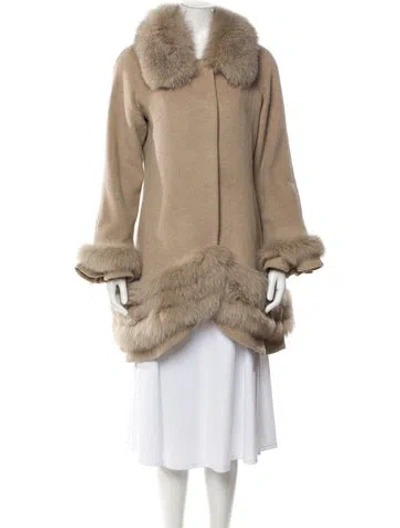 Pre-owned Belle Fare Cashmere Faux Fur Coat In Neutral