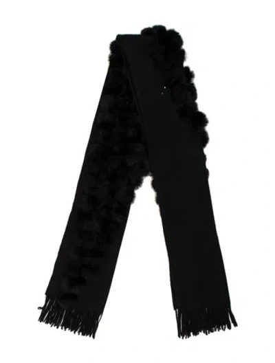 Pre-owned Belle Fare Cashmere Printed Scarf In Black