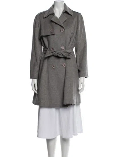 Pre-owned Belle Fare Cashmere Trench Coat In Grey