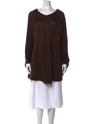 Pre-owned Belle Fare Cashmere V-neck Sweater In Brown