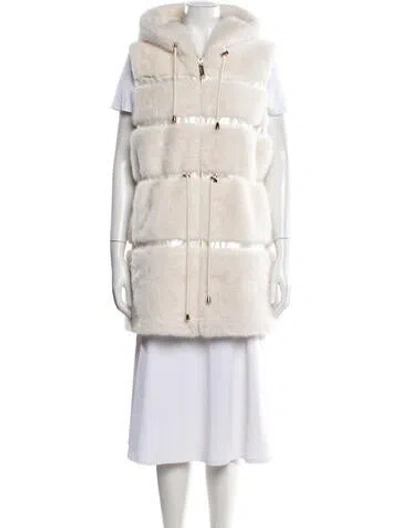 Pre-owned Belle Fare Faux Fur Faux Fur Coat In Neutrals