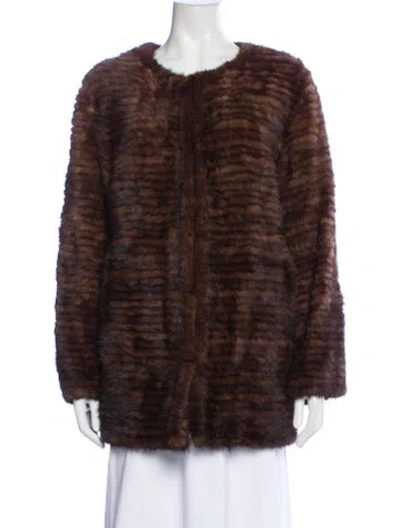 Pre-owned Belle Fare Faux Fur Jacket In Brown