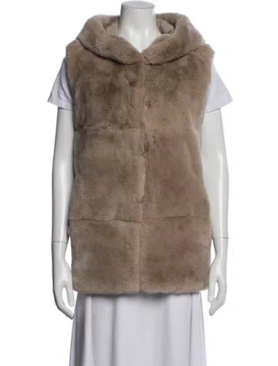 Pre-owned Belle Fare Faux Fur Jacket In Neutral
