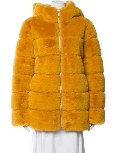 Pre-owned Belle Fare Faux Fur Jacket In Yellow