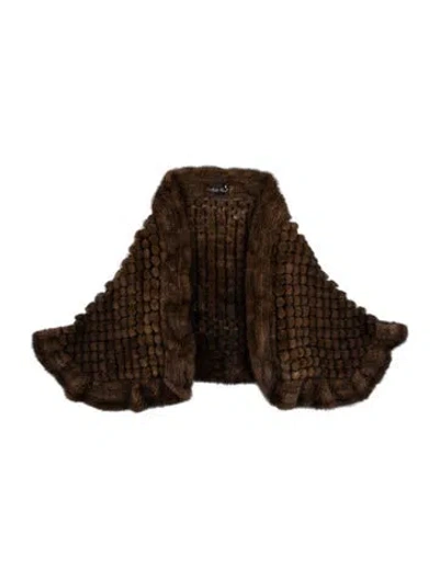 Pre-owned Belle Fare Faux Fur Shawl In Brown