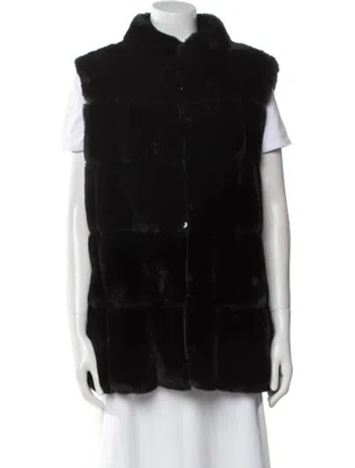 Pre-owned Belle Fare Faux Fur Vest In Black