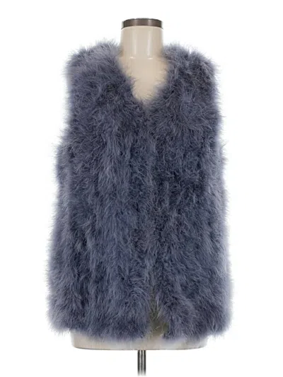 Pre-owned Belle Fare Faux Fur Vest In Blue