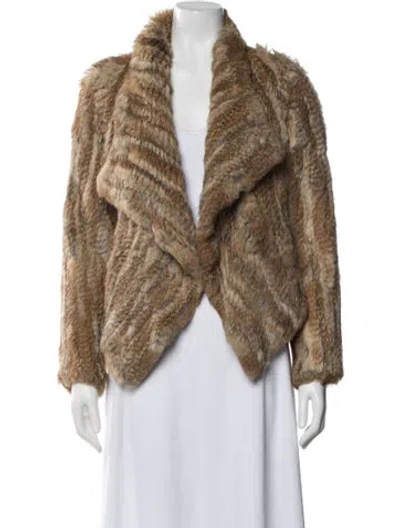 Pre-owned Belle Fare Fur Animal Print Faux Fur Jacket In Brown