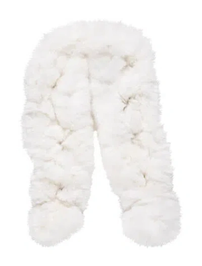Pre-owned Belle Fare Fur Bandeau In White