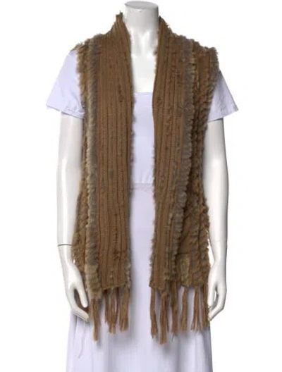 Pre-owned Belle Fare Fur Open Front Sweater In Brown