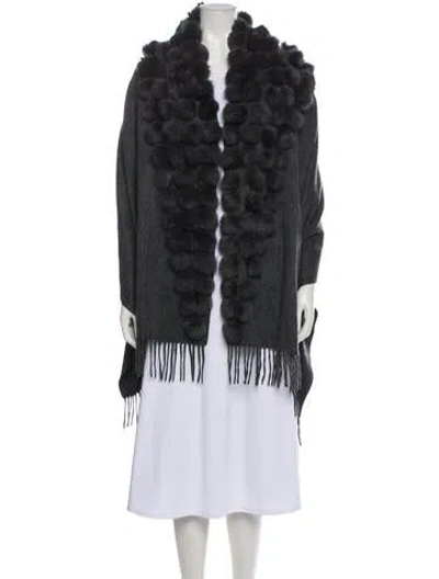 Pre-owned Belle Fare Fur Scarf In Gray