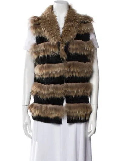 Pre-owned Belle Fare Fur Striped Fur Jacket In Brown