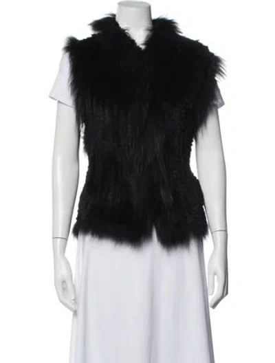 Pre-owned Belle Fare Fur Vest In Black