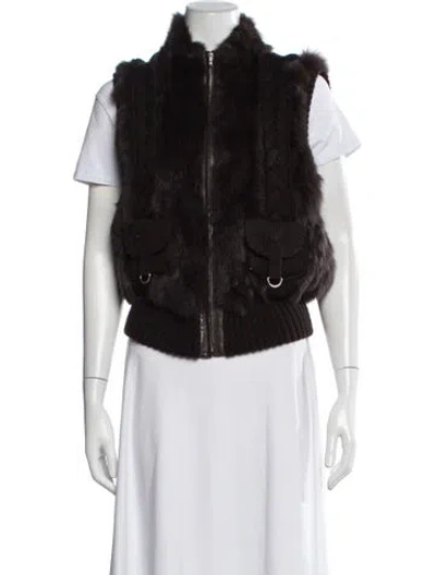 Pre-owned Belle Fare Fur Vest In Brown