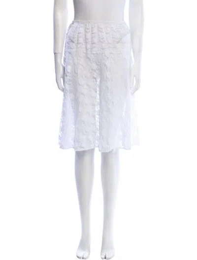 Pre-owned Belle Fare Lace Pattern Knee-length Skirt In White