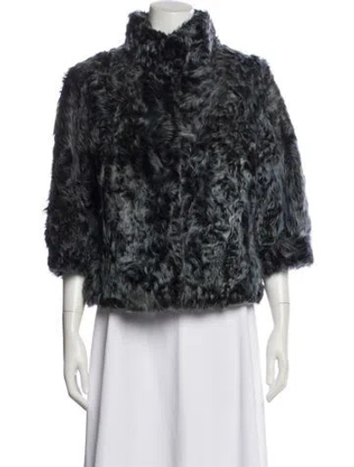 Pre-owned Belle Fare Lamb Fur Printed Fur Jacket In Multi