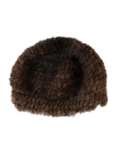 Pre-owned Belle Fare Mink Hat In Brown