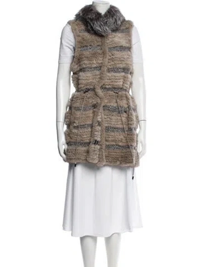 Pre-owned Belle Fare Mink Striped Vest In Neutral