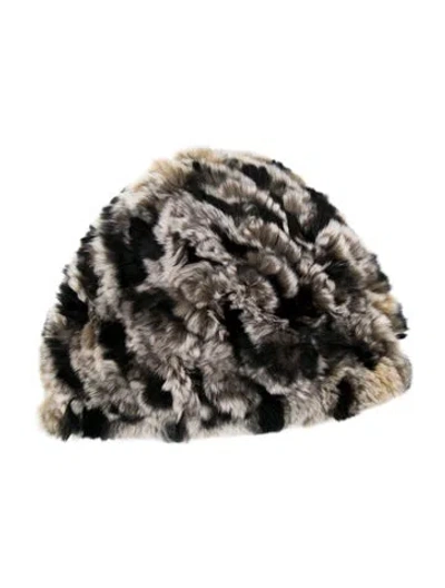 Pre-owned Belle Fare Rex Rabbit Multicolor Beanie In Black