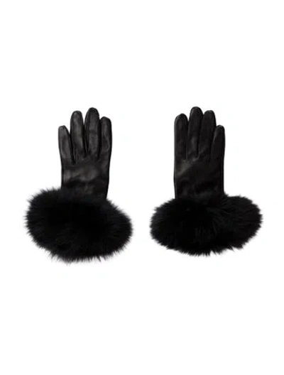 Pre-owned Belle Fare Saks Fifth Avenue Leather Gloves In Black