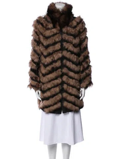 Pre-owned Belle Fare Silk Fur Coat In Black