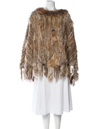 Pre-owned Belle Fare Vintage Patterned Poncho In Brown