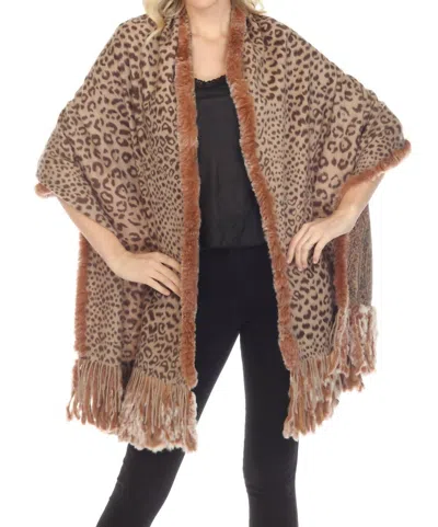 Belle Fare Women's Combo Reversible Shawl In Brown Combo In Animal Print