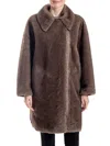 Belle Fare Women's Diagonal Zip Faux-mink Coat In Brown