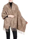Belle Fare Women's Double-sided Paisley Print Cashmere Fringe Wrap In Neutral