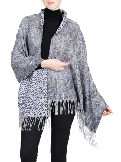 Belle Fare Women's Double-sided Paisley Print Cashmere Fringe Wrap In Neutral