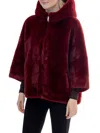 Belle Fare Women's Reversible Faux Mink Hooded Cape In Pink
