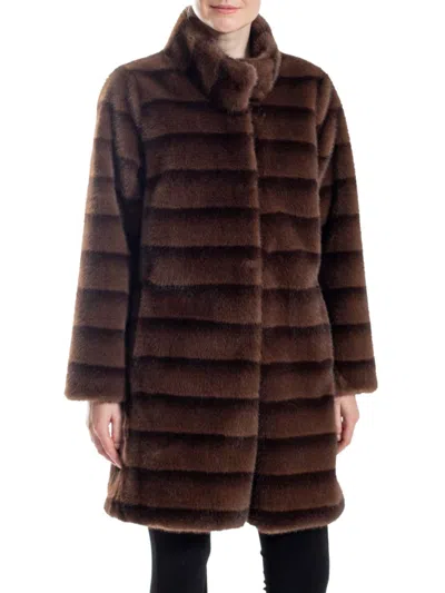 Belle Fare Women's Faux Mink Ombre Coat In Brown