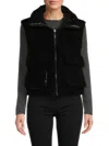 Belle Fare Women's Faux Shearling Reversible Vest In Black