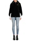 Belle Fare Women's Reversible Faux-mink Hooded Cape Jacket In Black