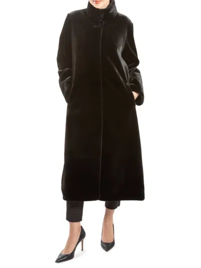Belle Fare Women's Reversible Long Swing Coat In Black