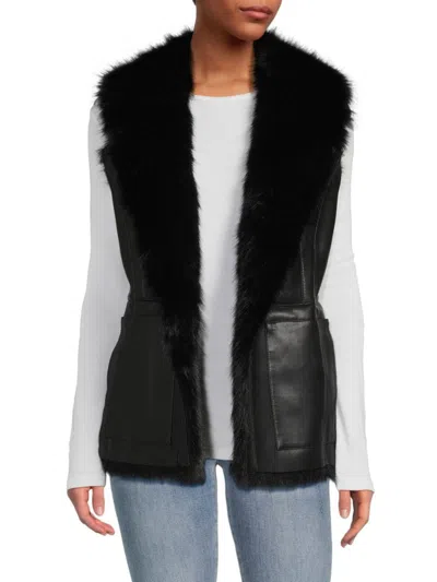 Belle Fare Women's Toscana Faux Shearling Reversible Vest In Black