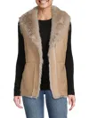 Belle Fare Women's Toscana Faux Shearling Reversible Vest In Tan