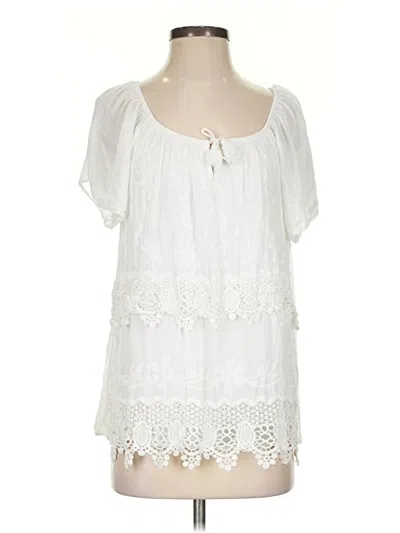 Pre-owned Belle France Short Sleeve Blouse In White