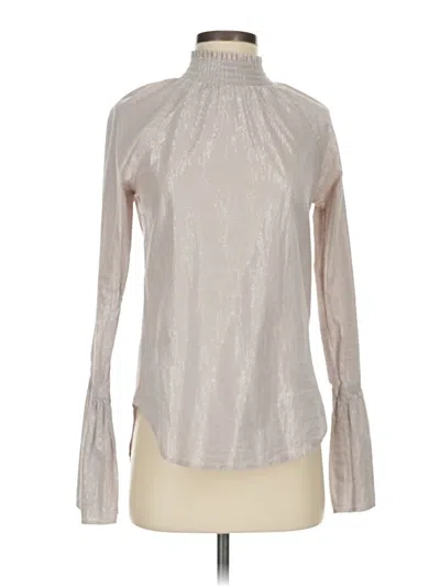 Pre-owned Belle + Sky Long Sleeve Blouse In Silver