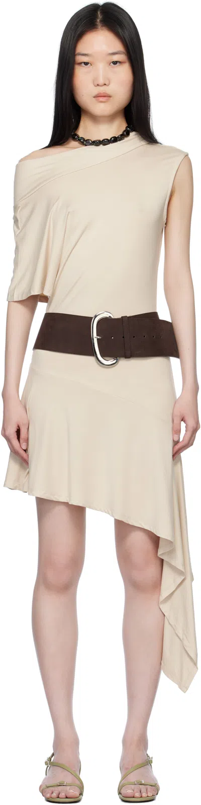 Belle The Label Beige Plume Minidress In Cream