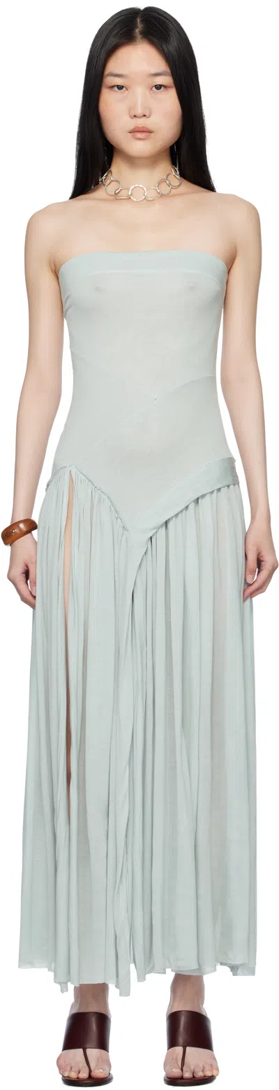 Belle The Label Blue Lucille Maxi Dress In Silver