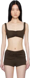 Belle The Label Brown Eira Bikini Top In Carob