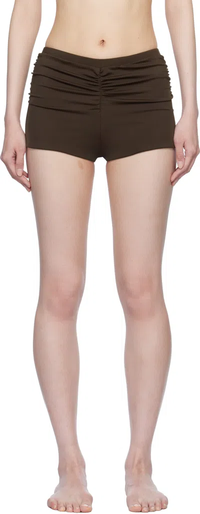 Belle The Label Brown Elara Swim Shorts In Carob