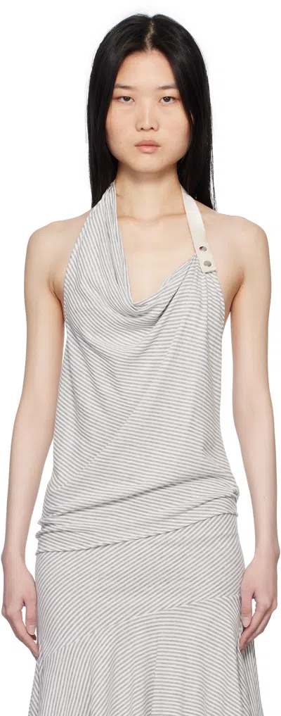 Belle The Label Gray & White Miray Tank Top In Grey Stripe