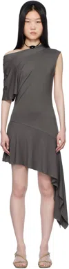 Belle The Label Gray Plume Minidress In Charcoal